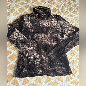 SNO SKINS Size Small USA-Made  Velvet Tapestry Turtleneck Vintage